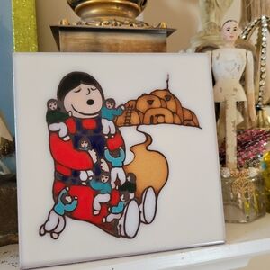 Ceramic Art Tile Trivet Storyteller Southwestern Native American Made in USA 6x6